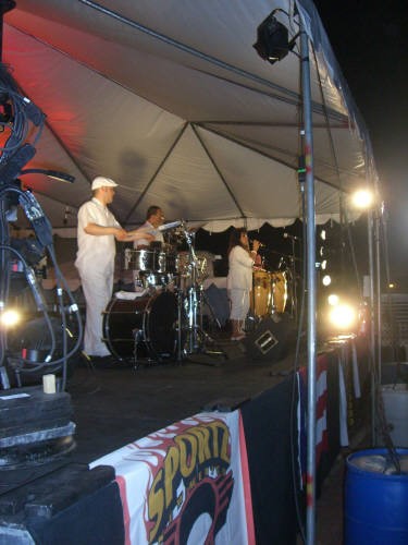 band plays music on stage