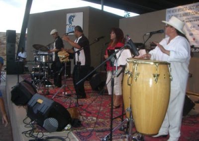 band plays music on a stage