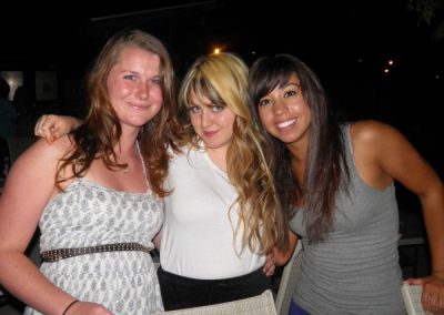 Three women posing for picture